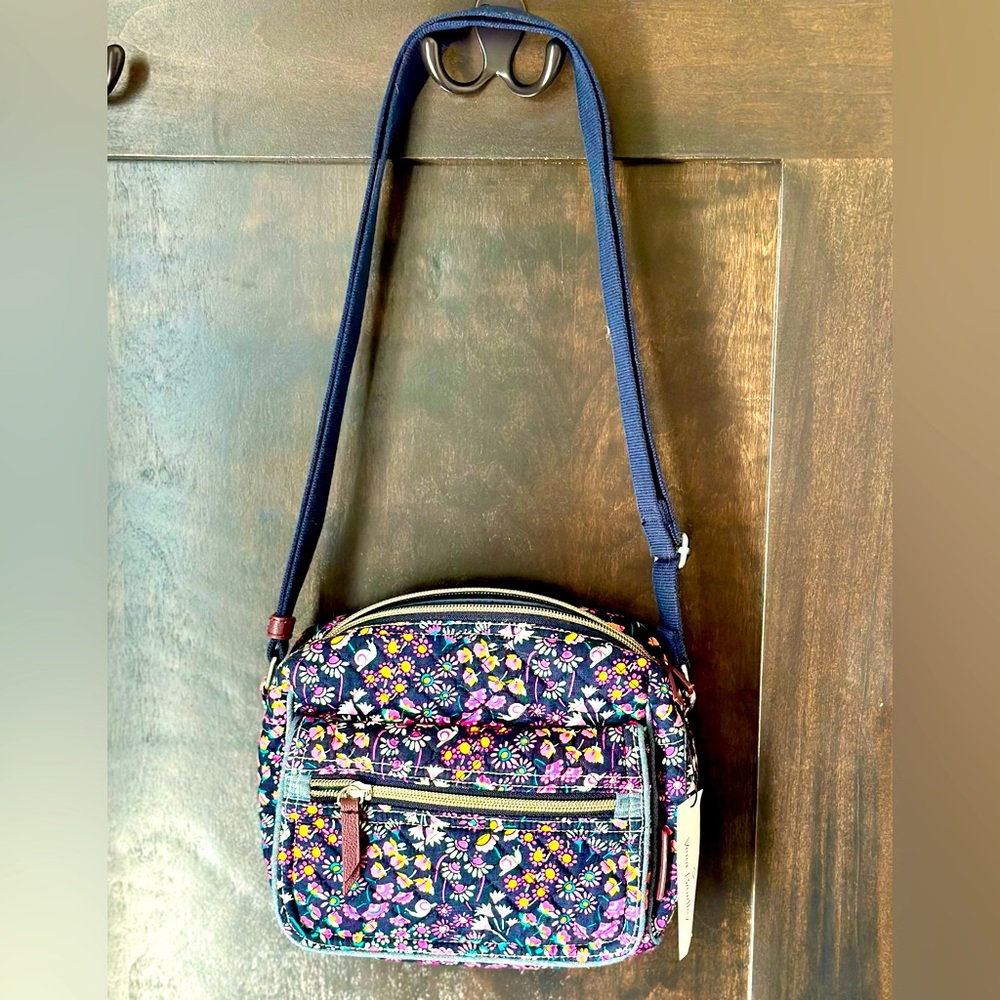 Vera Bradley Purse Crossbody Petite Garden, Multi-color, Blue Pink, New, Tags On